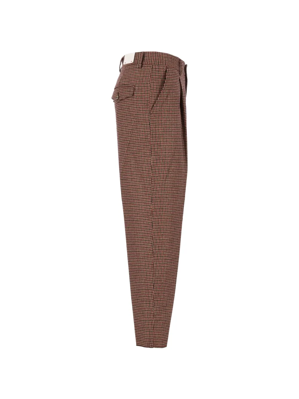 Eleventy Plooibroek met pied-de-poule print Bruin