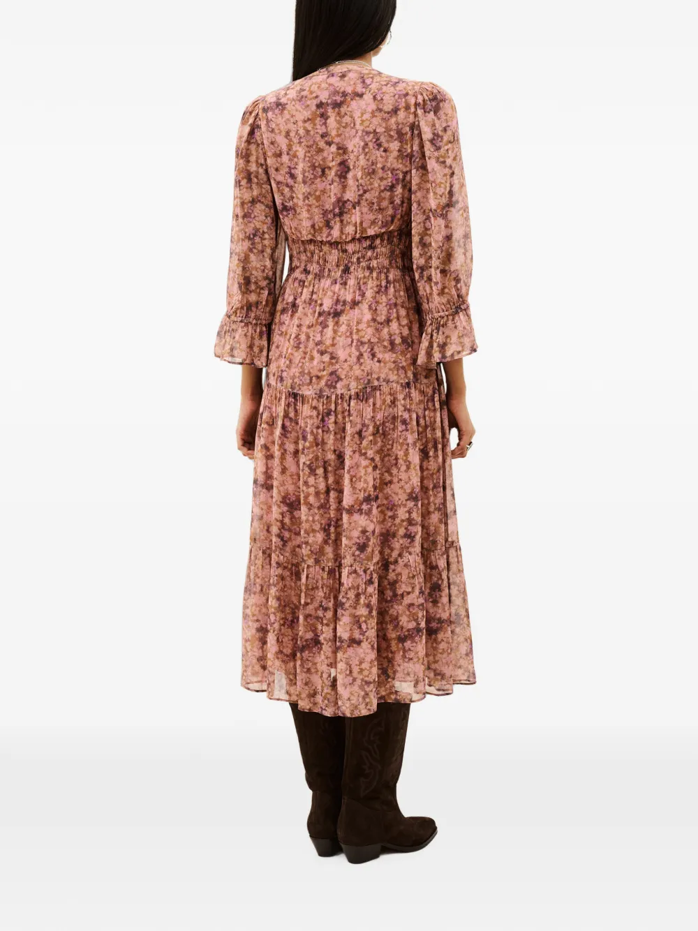 Ba&Sh Aema gelaagde flared midi-jurk met bloemenprint Roze