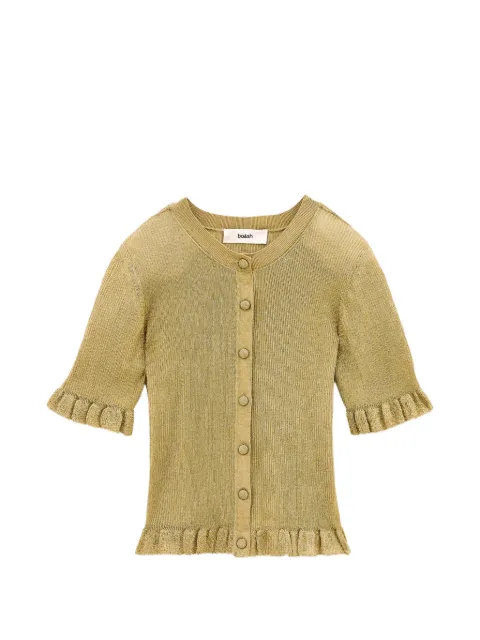 Ba&Sh Zibo ruffle-trim ribbed short-sleeved cardigan