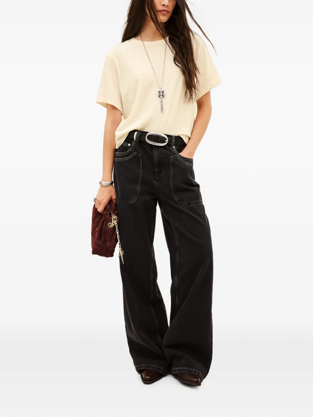 Ba&Sh Take T-shirt met tekst Beige