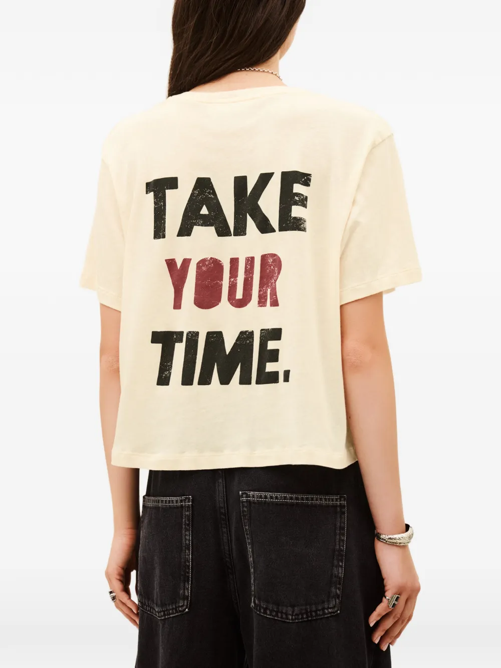 Ba&Sh Take T-shirt met tekst Beige