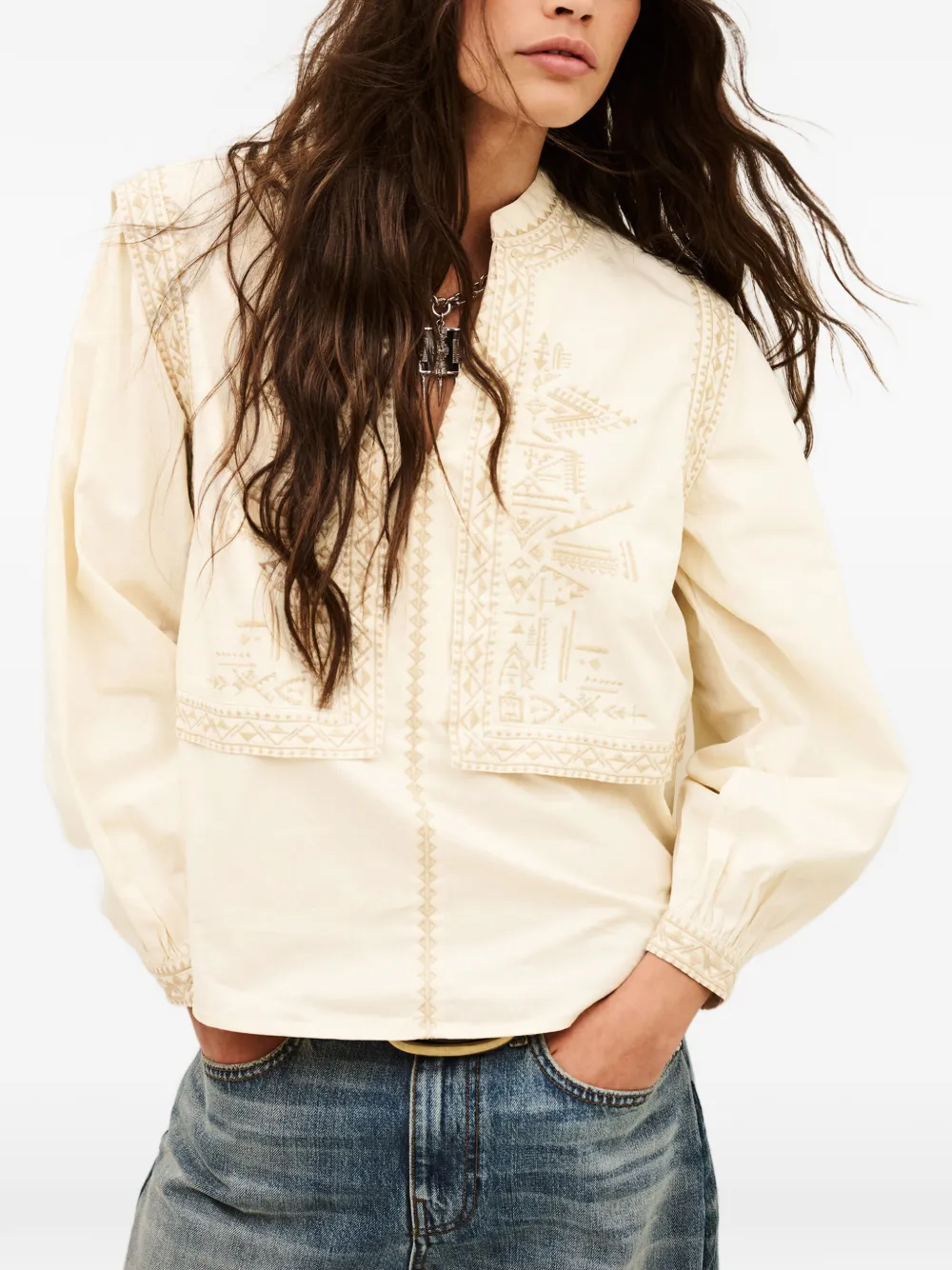 Ba&Sh Laura blouse met borduurwerk Beige