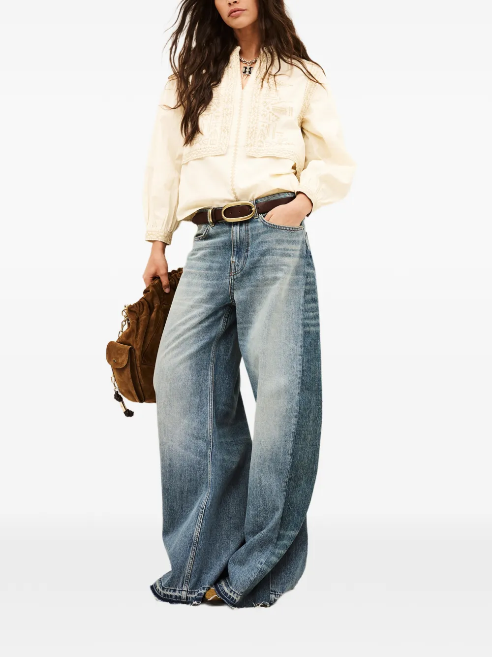 Ba&Sh Laura blouse met borduurwerk Beige