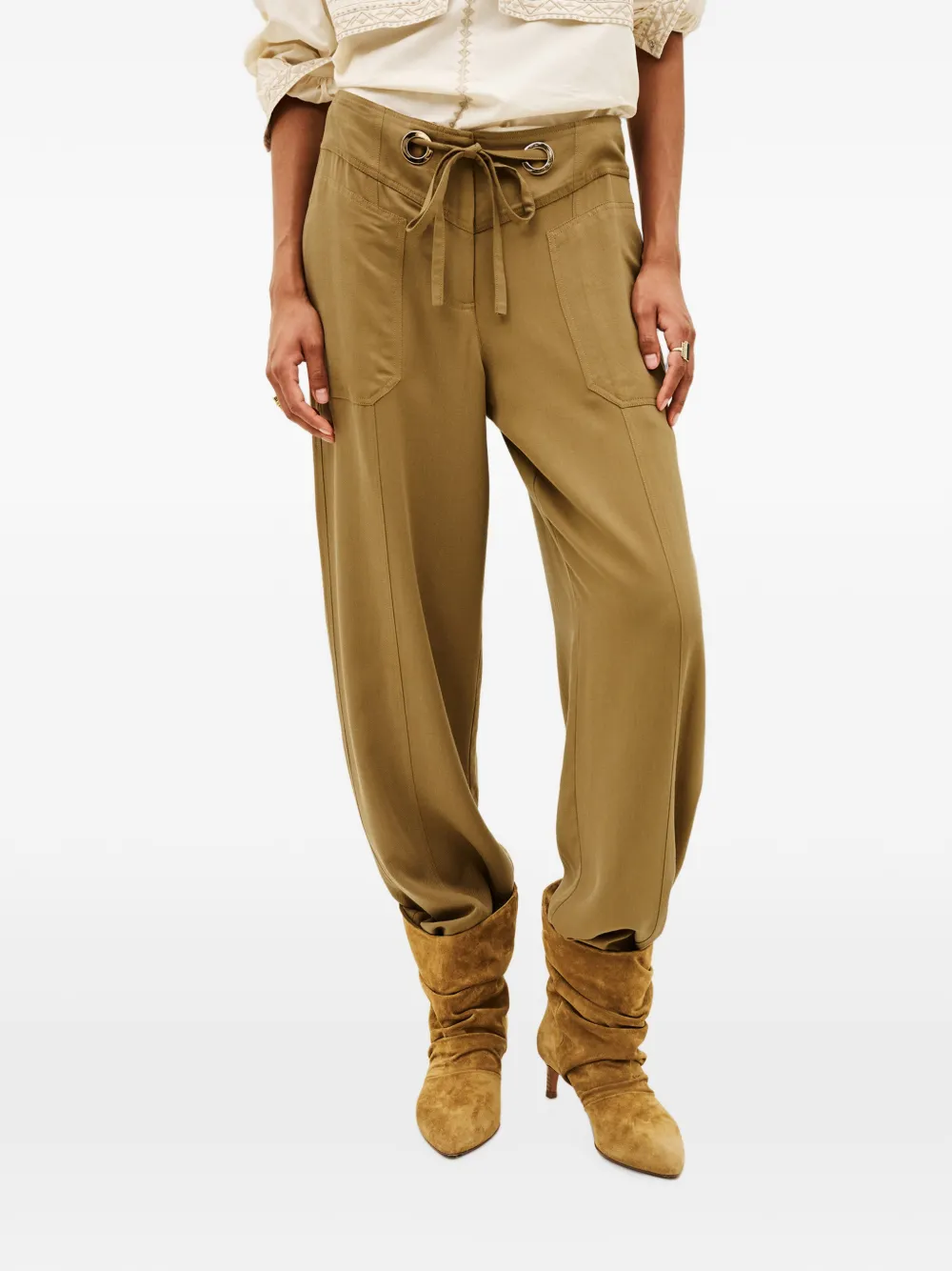 Ba&Sh Pavana broek met trekkoordtaille en ringlets Geel