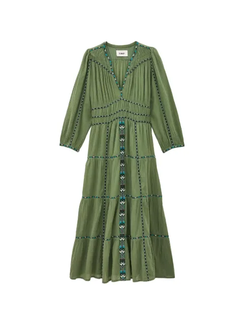 Ba&Sh Pahina embroidered tiered flared midi dress