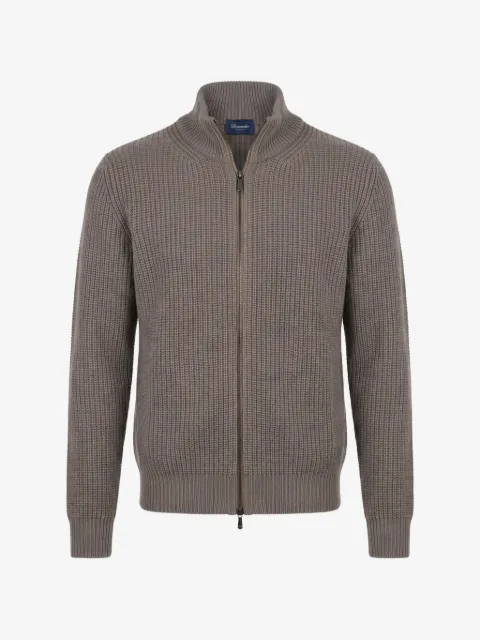 Drumohr ribbed-knit zip-up sweater