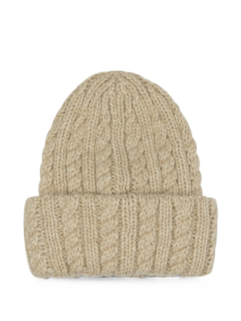 Moncler Kabelgebreide muts van wolblend Beige