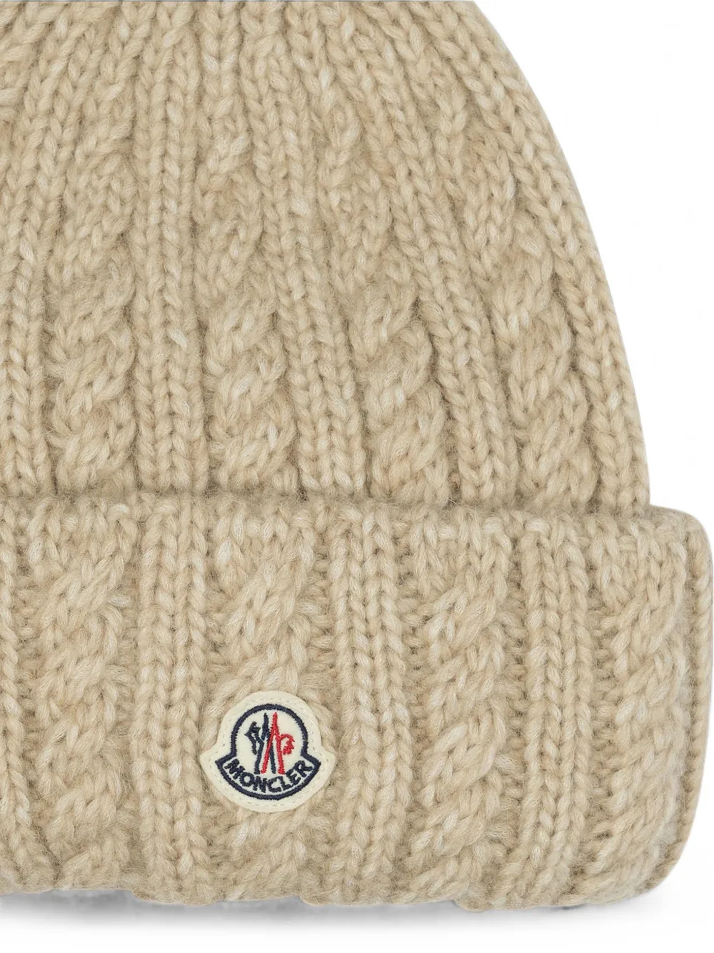 Moncler Kabelgebreide muts van wolblend Beige