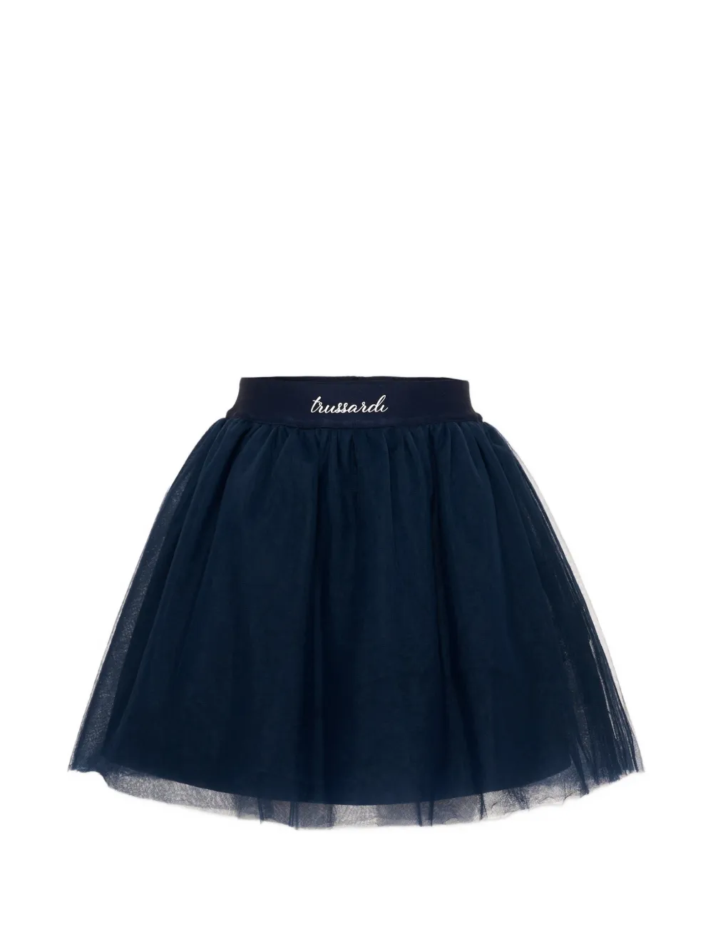 TRUSSARDI JUNIOR tulle-layered logo-waistband skirt - Blu