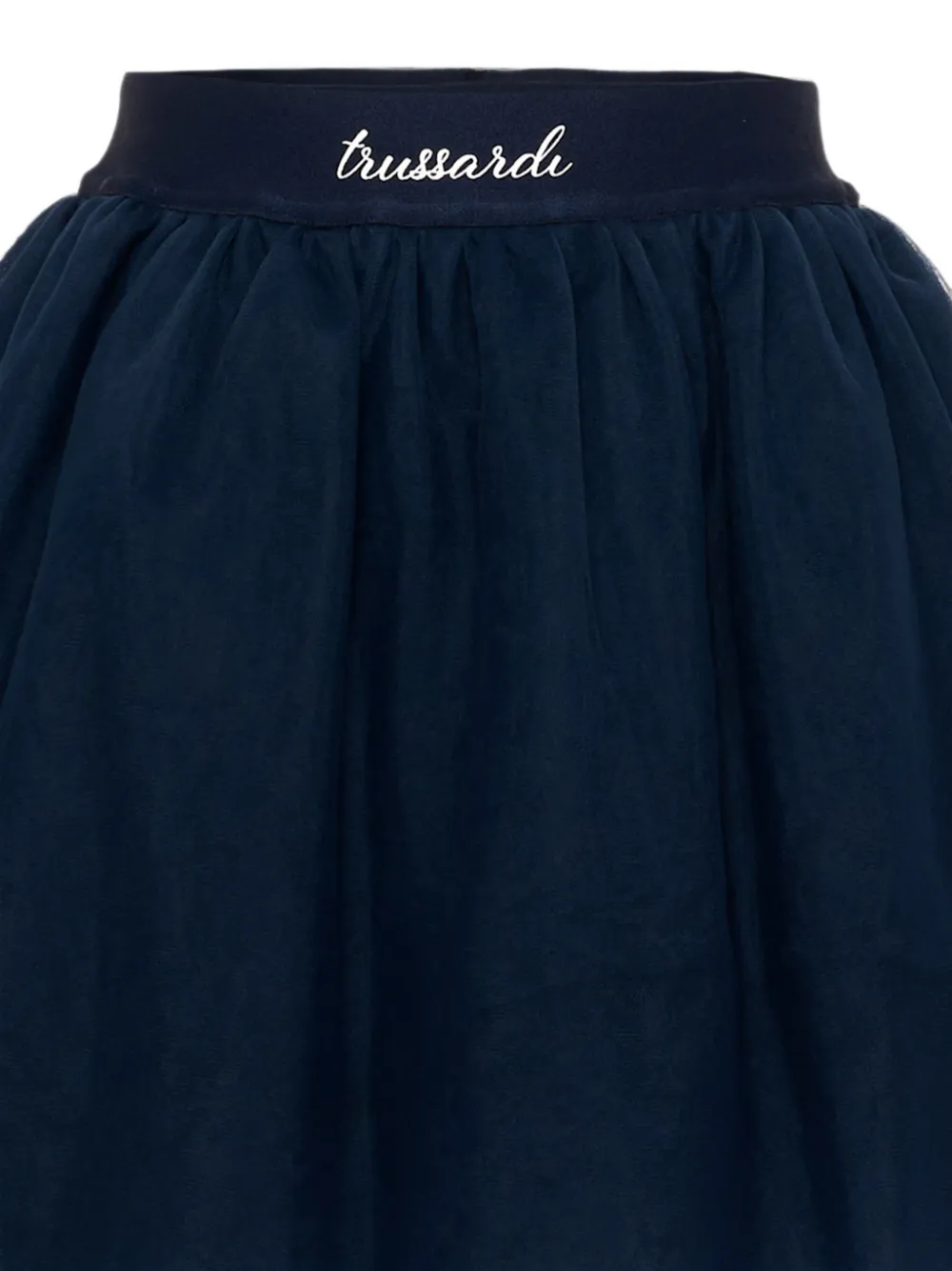 TRUSSARDI JUNIOR tulle-layered logo-waistband skirt Blauw
