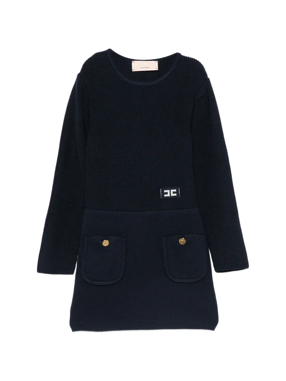 Elisabetta Franchi La Mia Bambina Jurk met logopatch en zakdetail Blauw