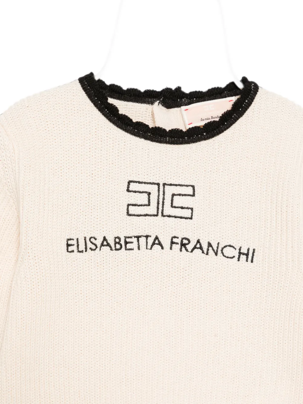 Elisabetta Franchi La Mia Bambina Trui met geborduurd logo Beige