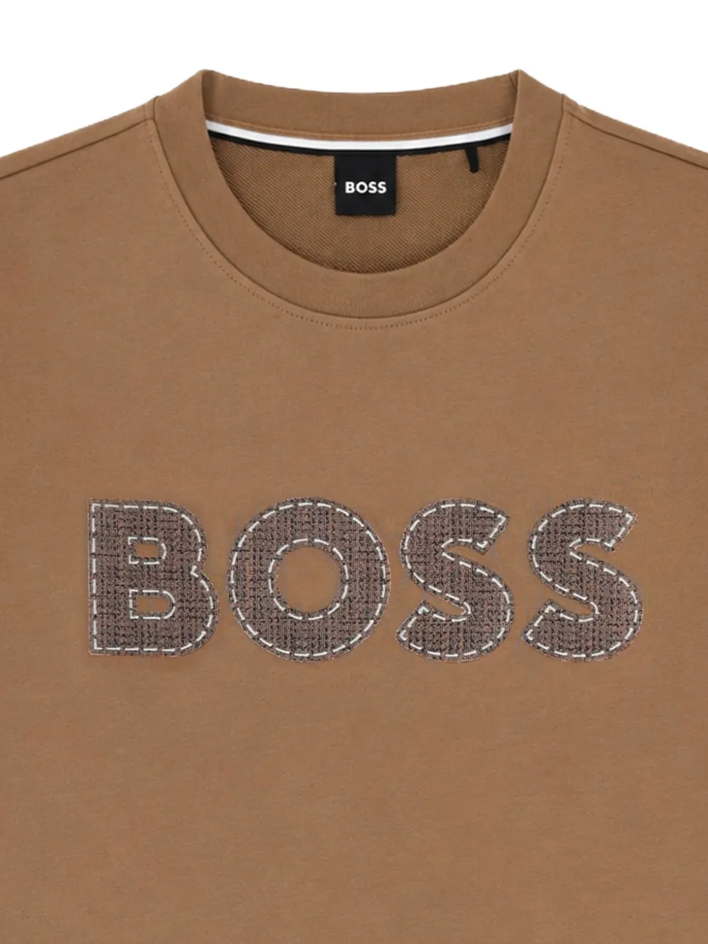 BOSS Sweater met logopatch Bruin