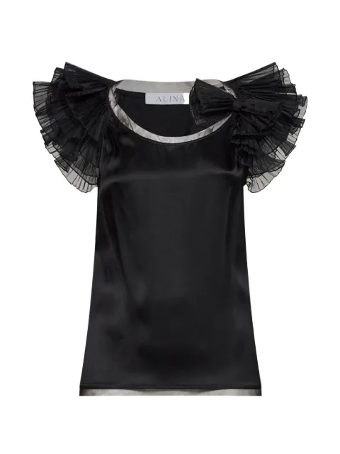 Alina bow-detail short-sleeved blouse