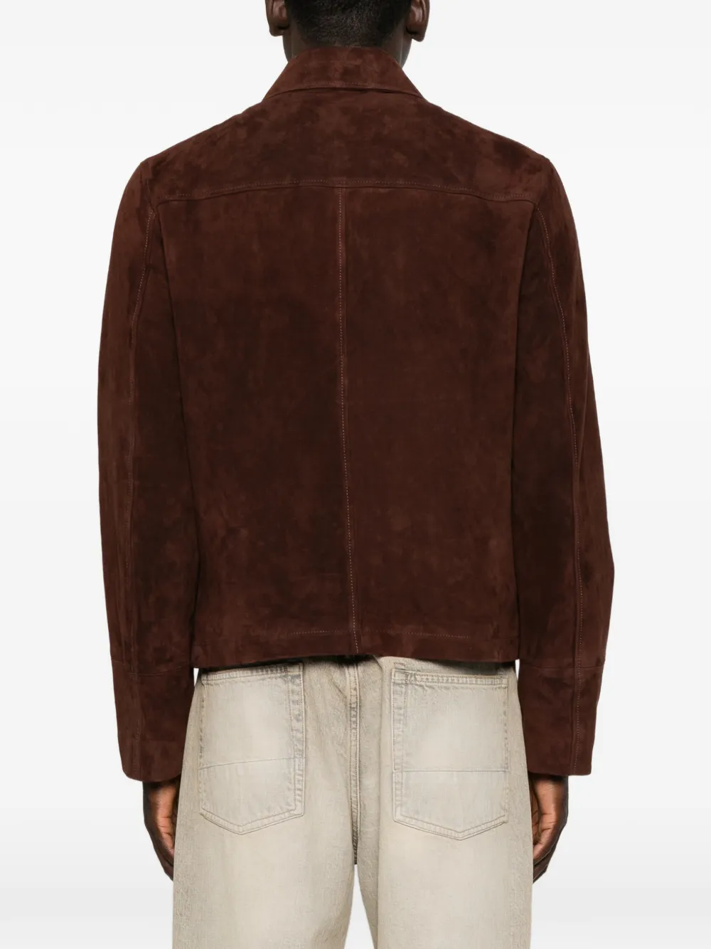 Drôle De Monsieur Suède jack met logopatch Bruin