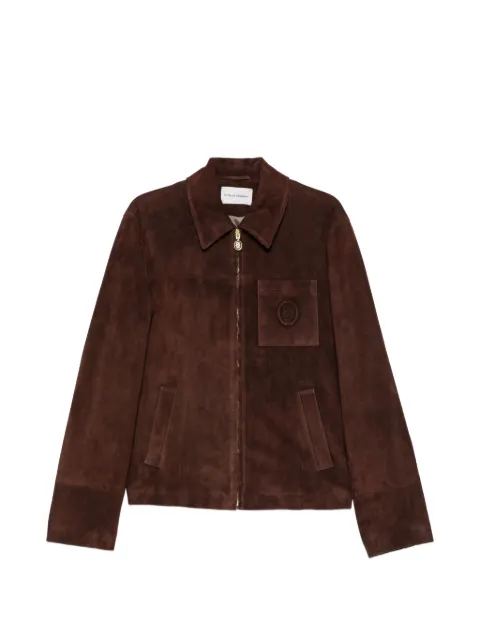 Drôle De Monsieur suede logo-patch jacket