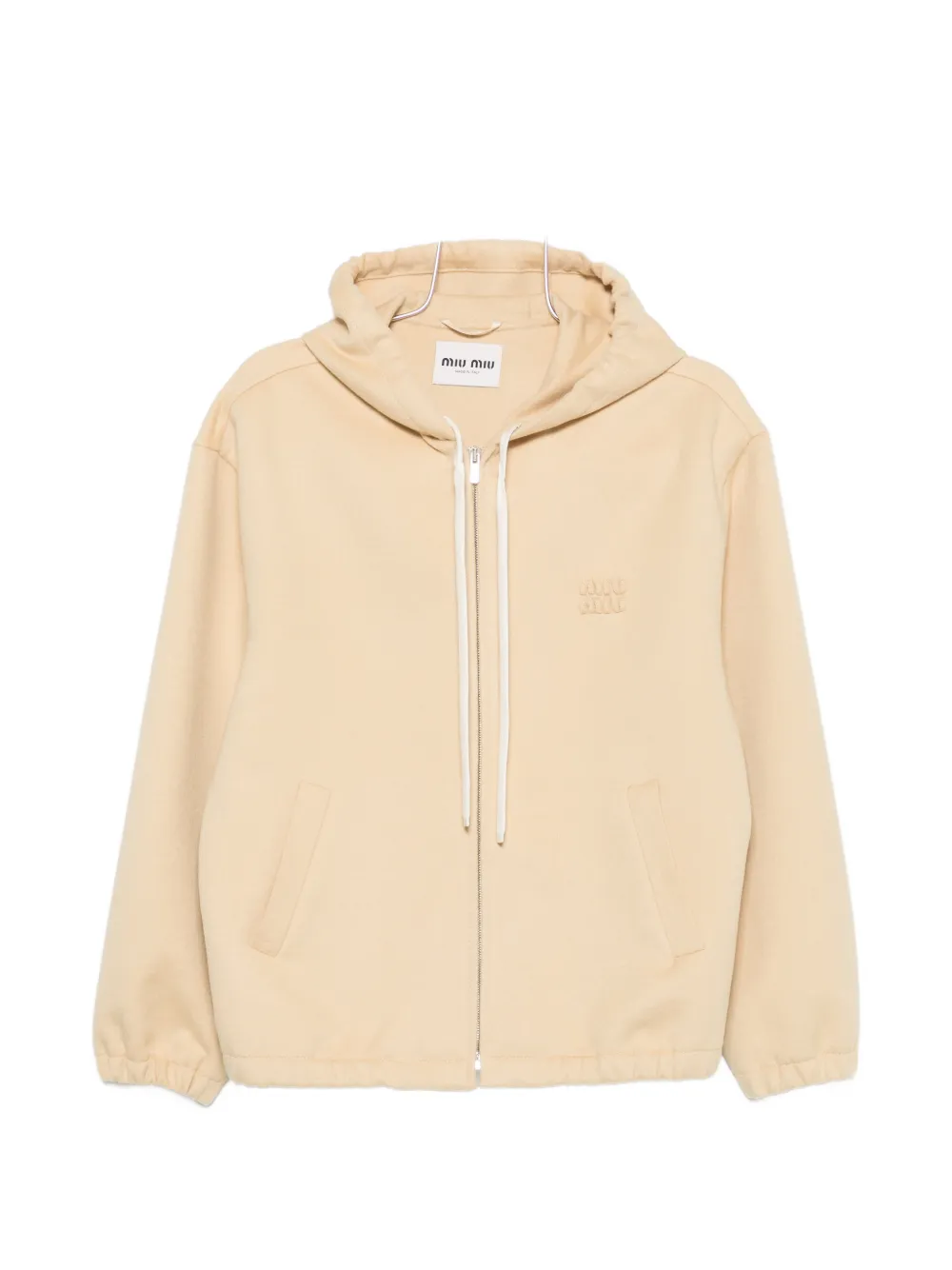 Miu Miu logo-embroidered zip-up hoodie - Giallo