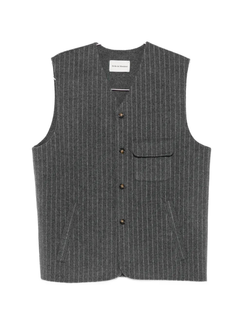 Drôle De Monsieur pinstripe-pattern sleeveless vest - Grau