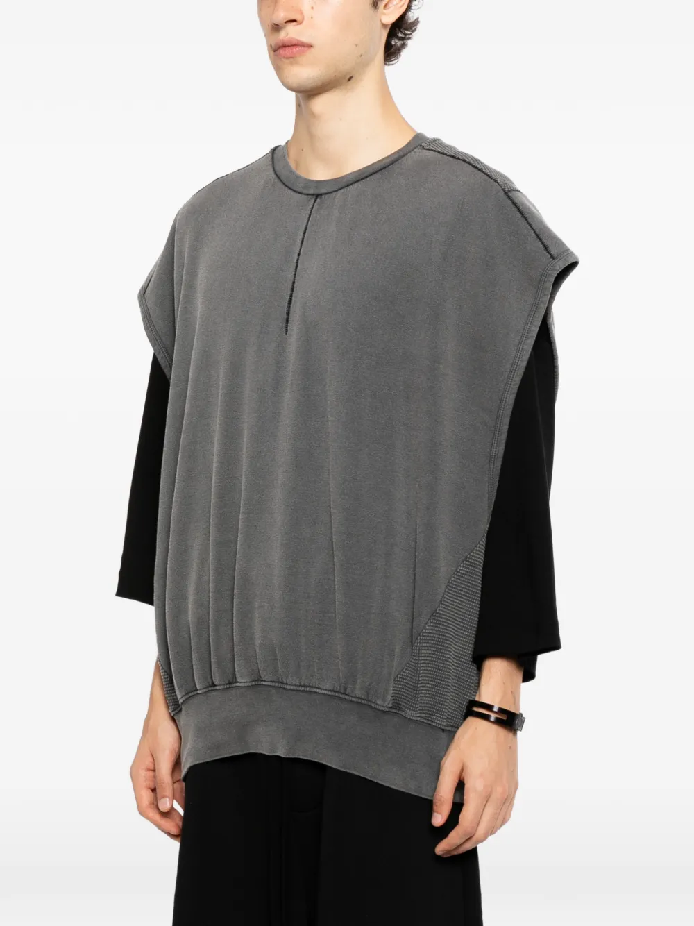 Thom Krom Mouwloze sweater met gerafeld effect Grijs