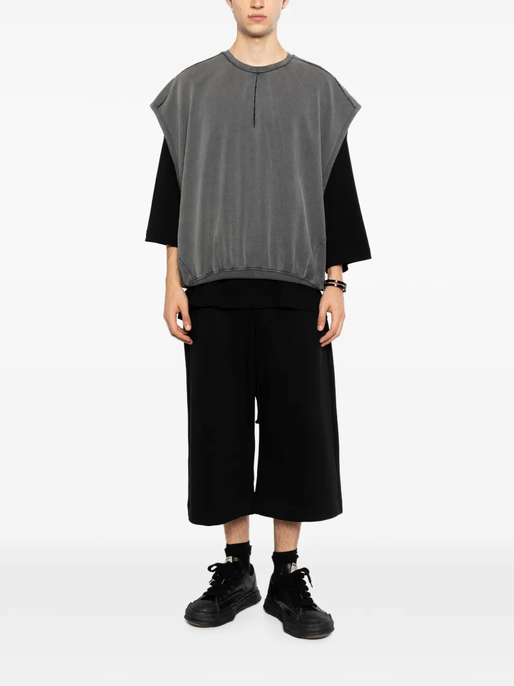 Thom Krom Mouwloze sweater met gerafeld effect Grijs