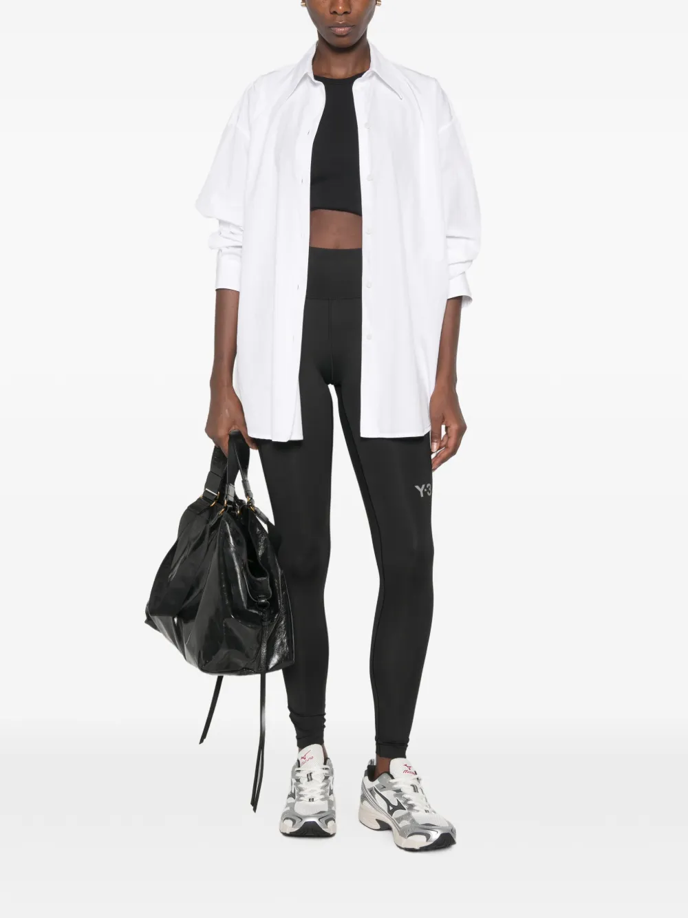 Y-3 logo-print leggings Zwart