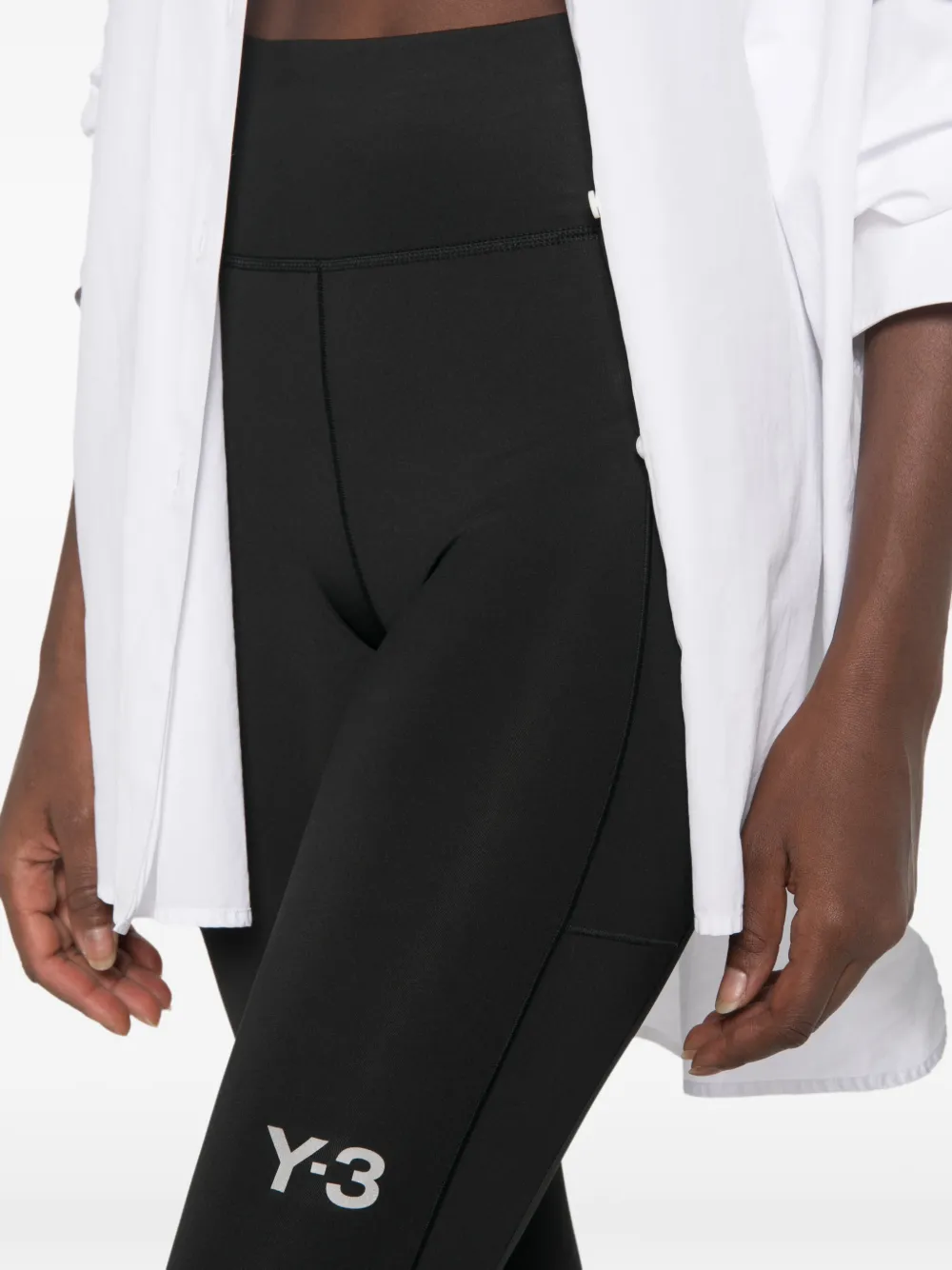 Y-3 logo-print leggings Zwart