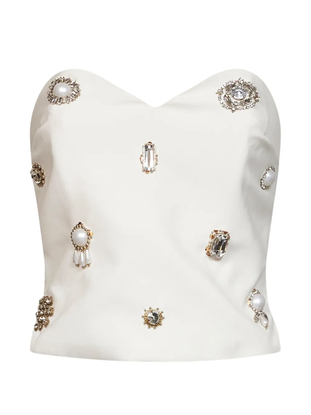 Alina crystal-embellished sweetheart top - Bianco