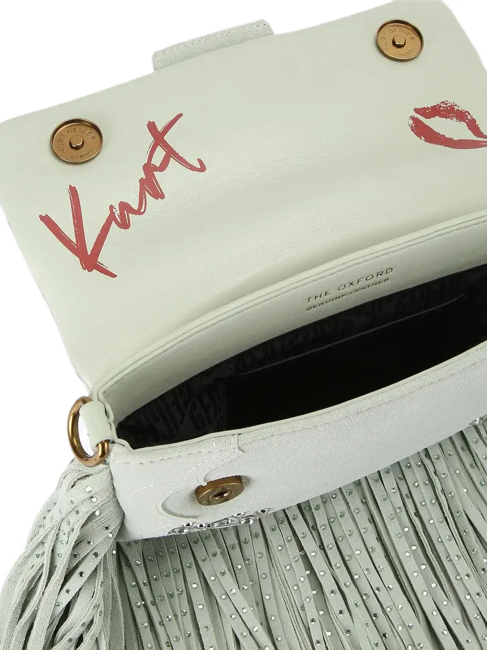 Kurt Geiger London Oxford schoudertas met franje Groen