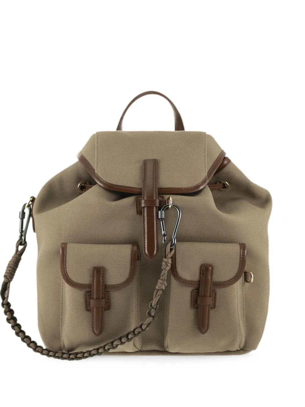 Weekend Max Mara Rucksack aus Leinwandgewebe und Leder - Nude