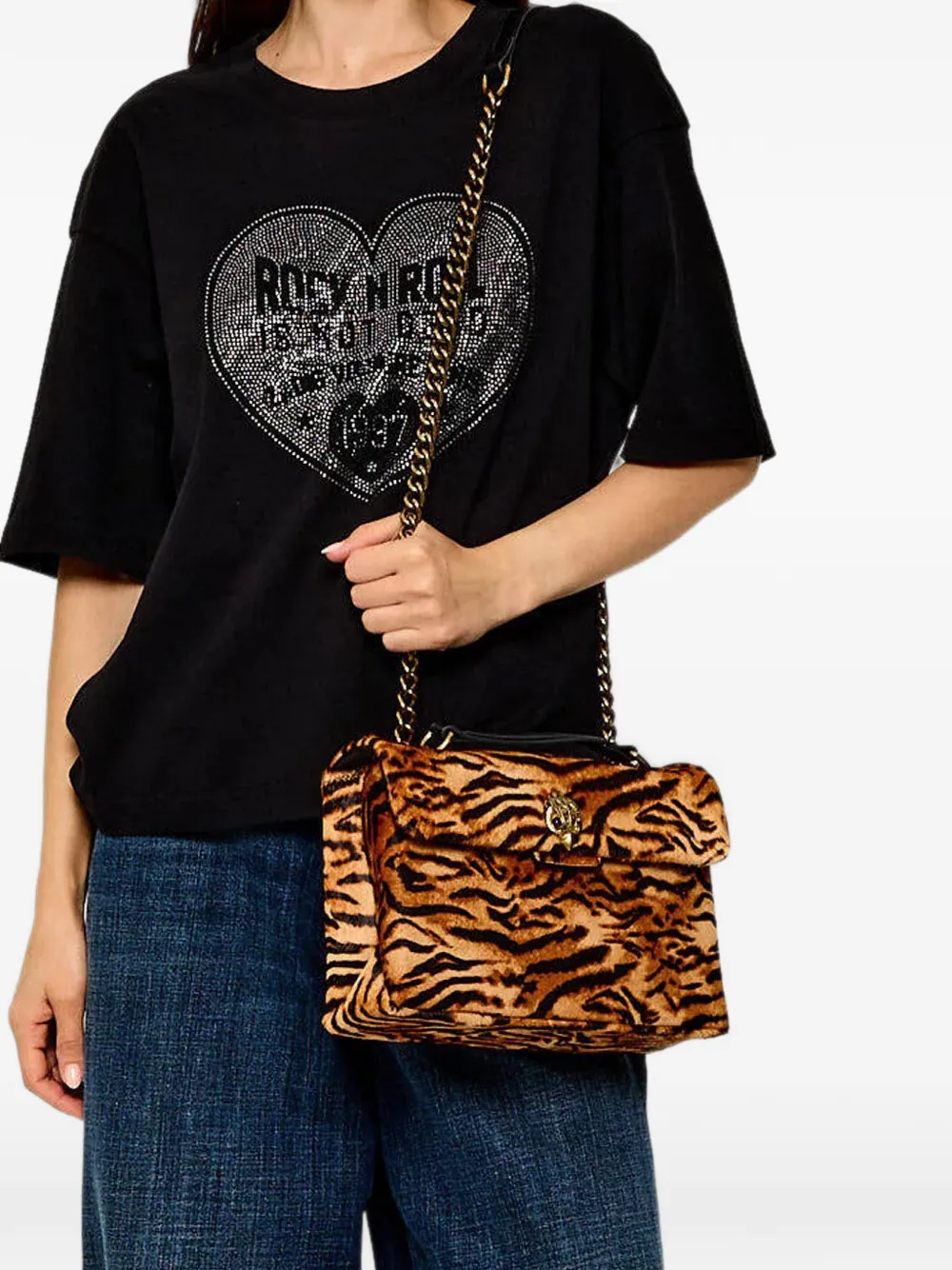 Kurt Geiger London Kensington schoudertas met tijgerprint Bruin