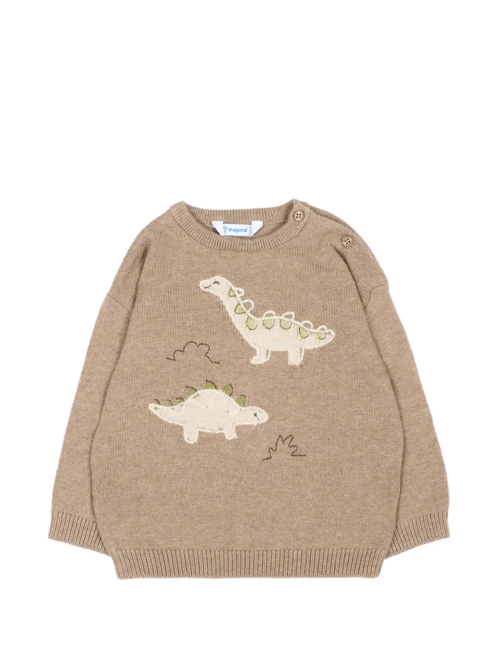 Mayoral dinosaur-intarsia button-fastening sweater - Toni neutri