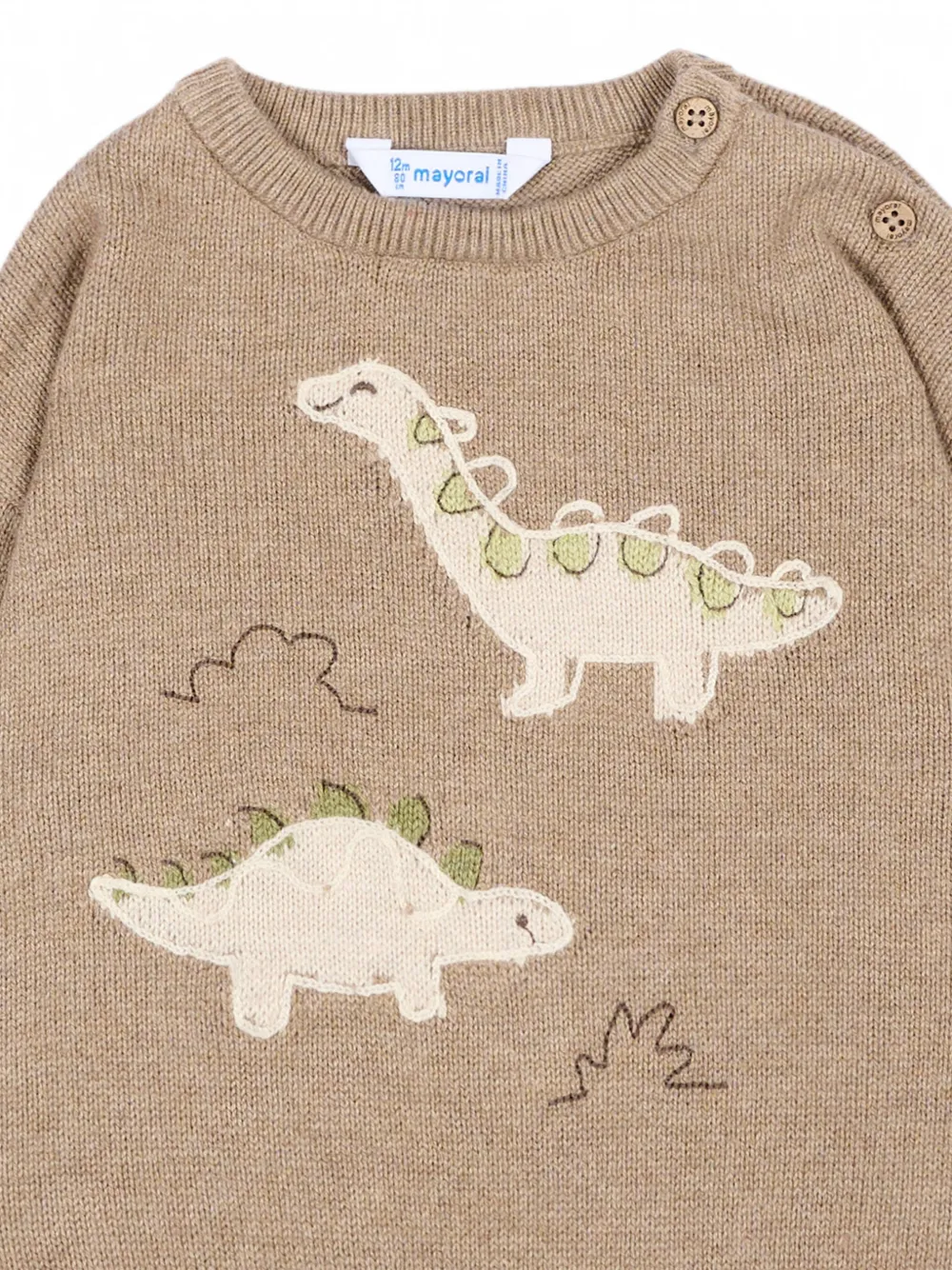 Mayoral Trui met knoopsluiting en dinosaurus-intarsia Beige