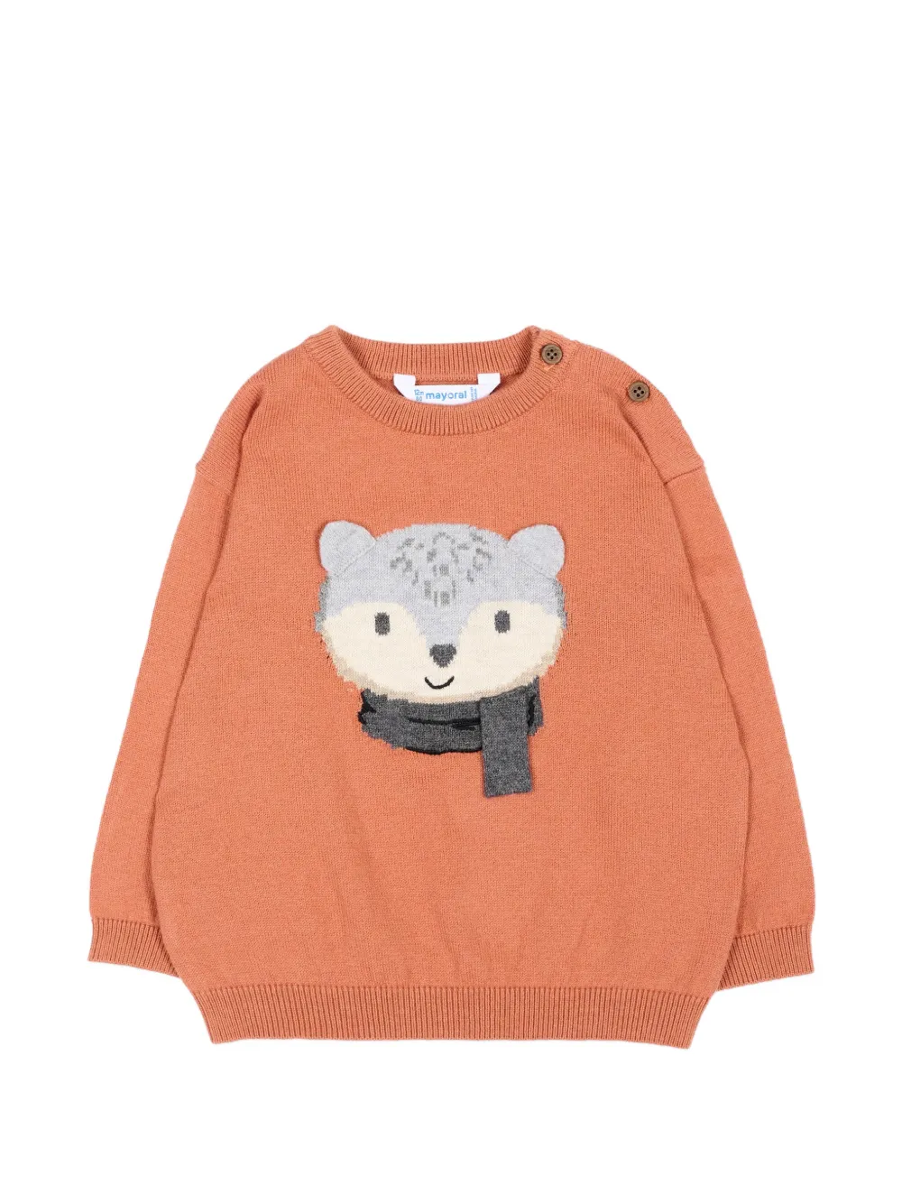 Mayoral animal-intarsia button-fastening sweater - Arancione