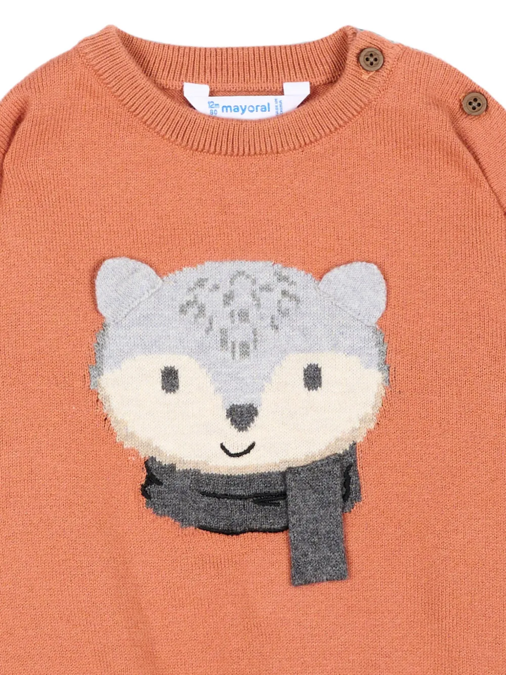 Mayoral Trui met knoopsluiting en dieren-intarsia Oranje
