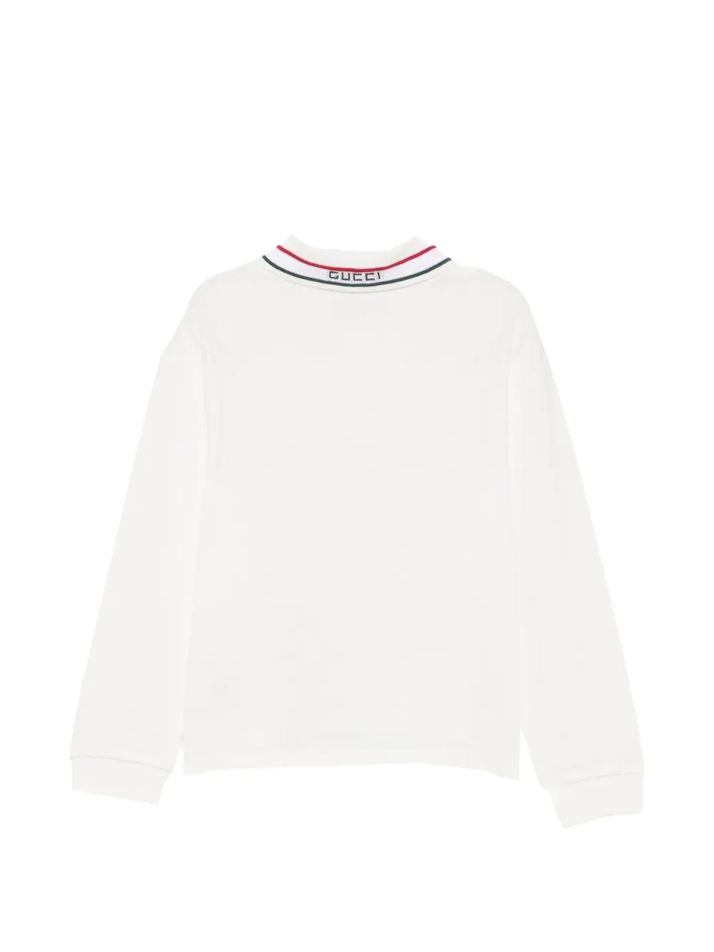 Gucci Kids logo-collar long-sleeve polo shirt Wit