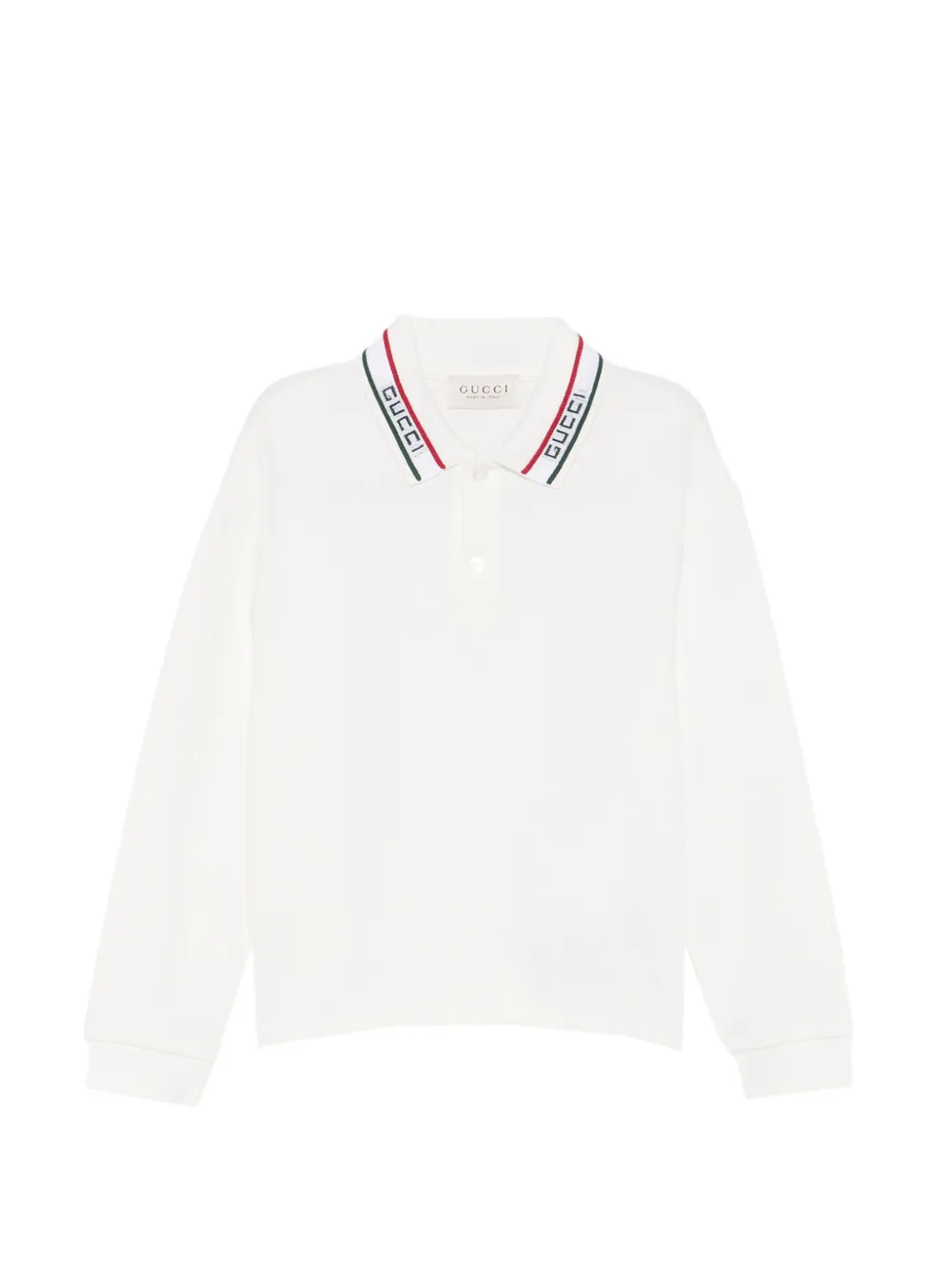 Gucci Kids logo-collar long-sleeve polo shirt Wit