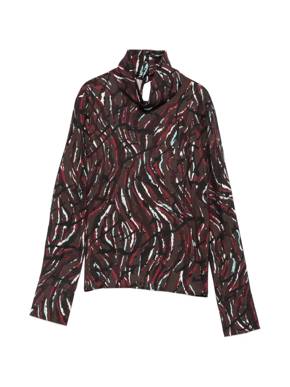Proenza Schouler White Label abstract-print high-neck top - Marrone