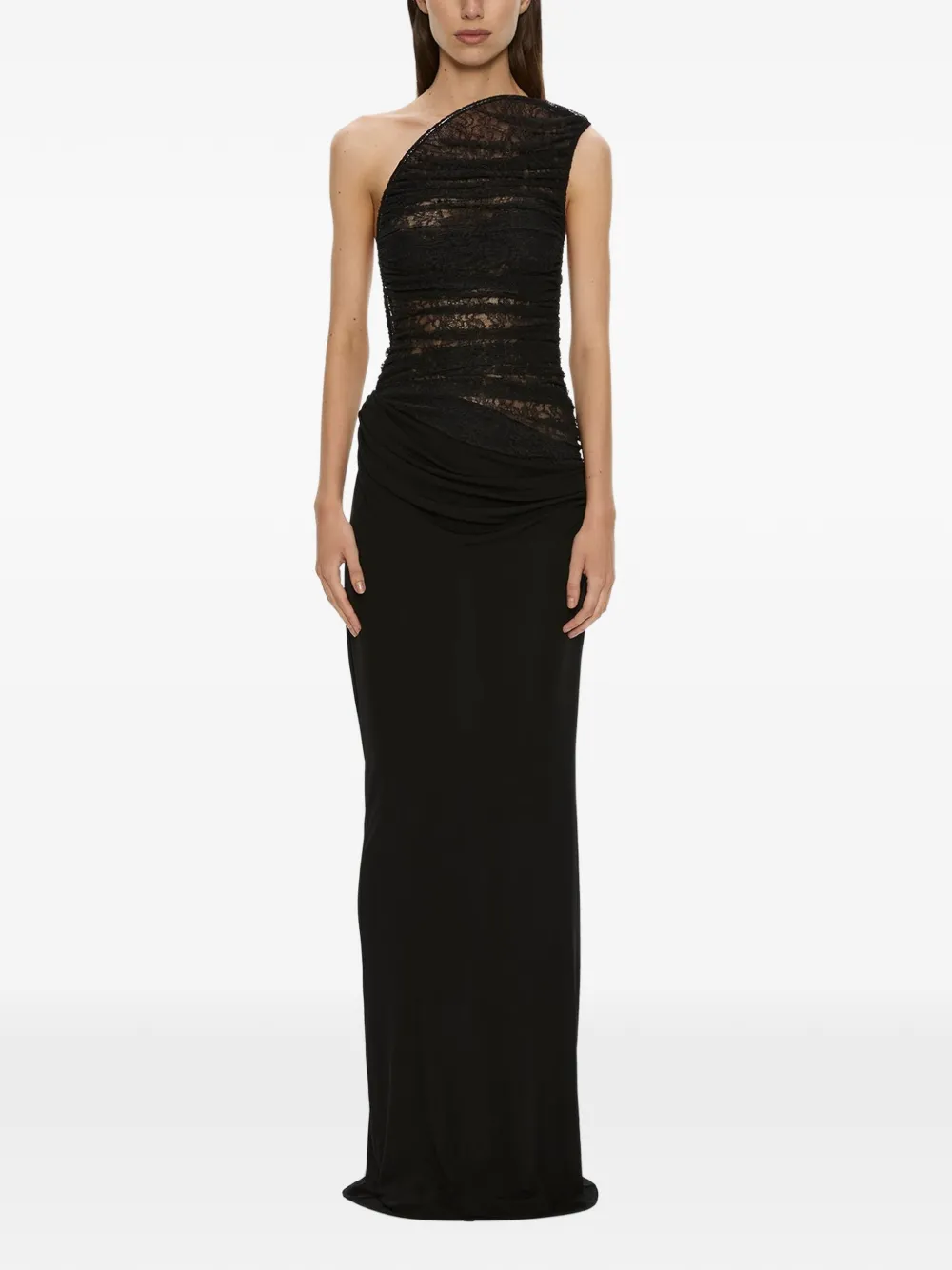 Christopher Esber Concave slim-fit maxi-jurk met verstevigd kant Zwart