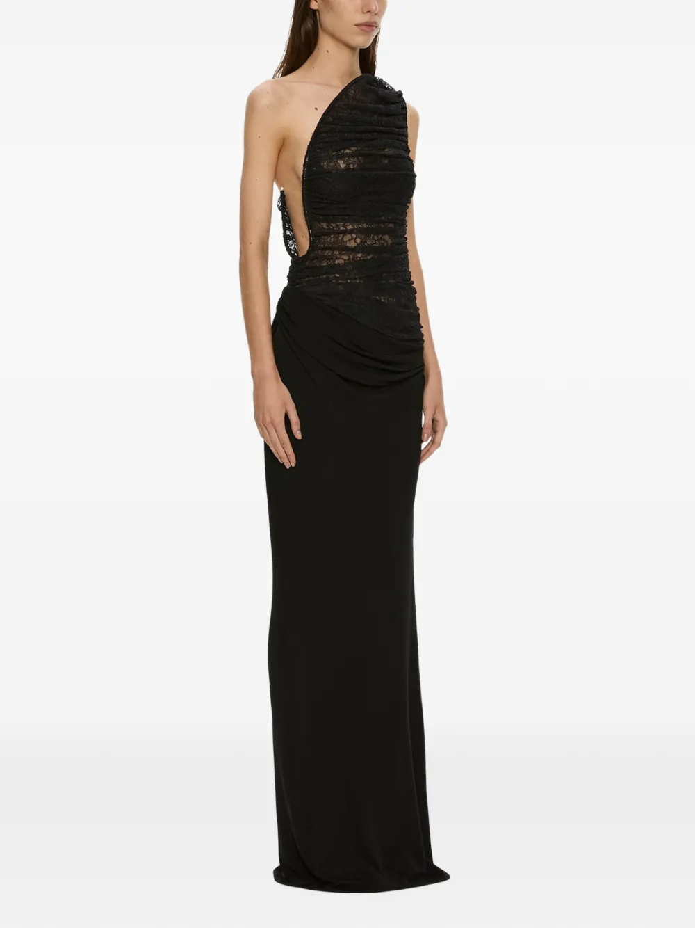 Christopher Esber Concave slim-fit maxi-jurk met verstevigd kant Zwart