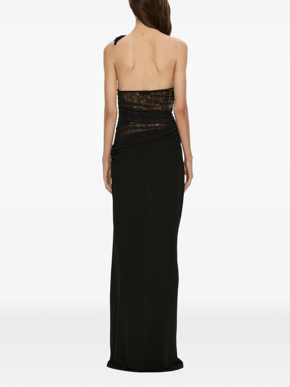 Christopher Esber Concave slim-fit maxi-jurk met verstevigd kant Zwart