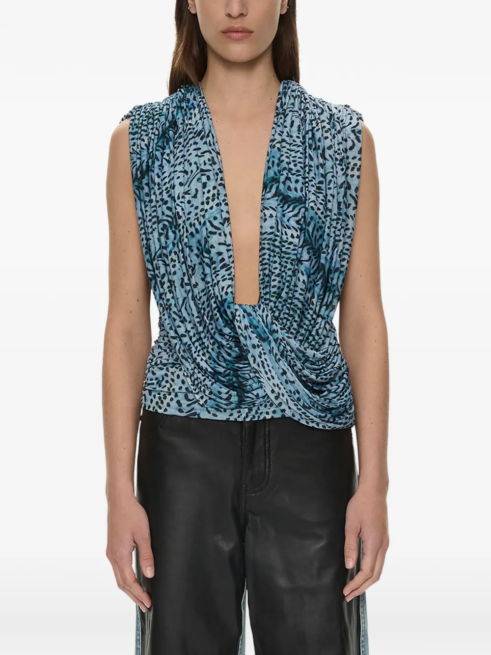 Christopher Esber Ripple draped top - Bleu