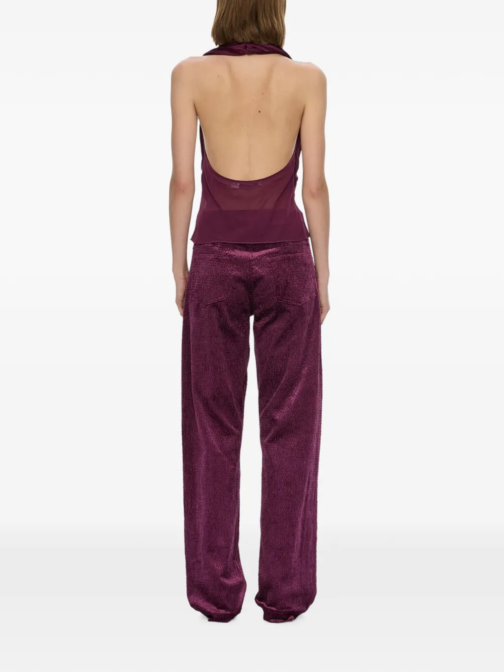 Christopher Esber Cesura cowl lace halter top Paars