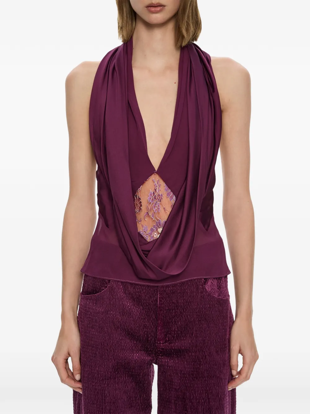 Christopher Esber Cesura cowl lace halter top