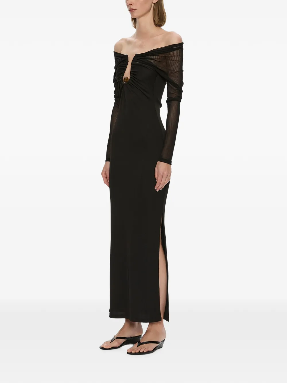 Christopher Esber Orbit geribbelde maxi-dress met ruches Zwart