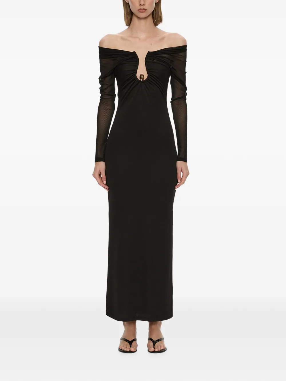 Christopher Esber Orbit geribbelde maxi-dress met ruches Zwart