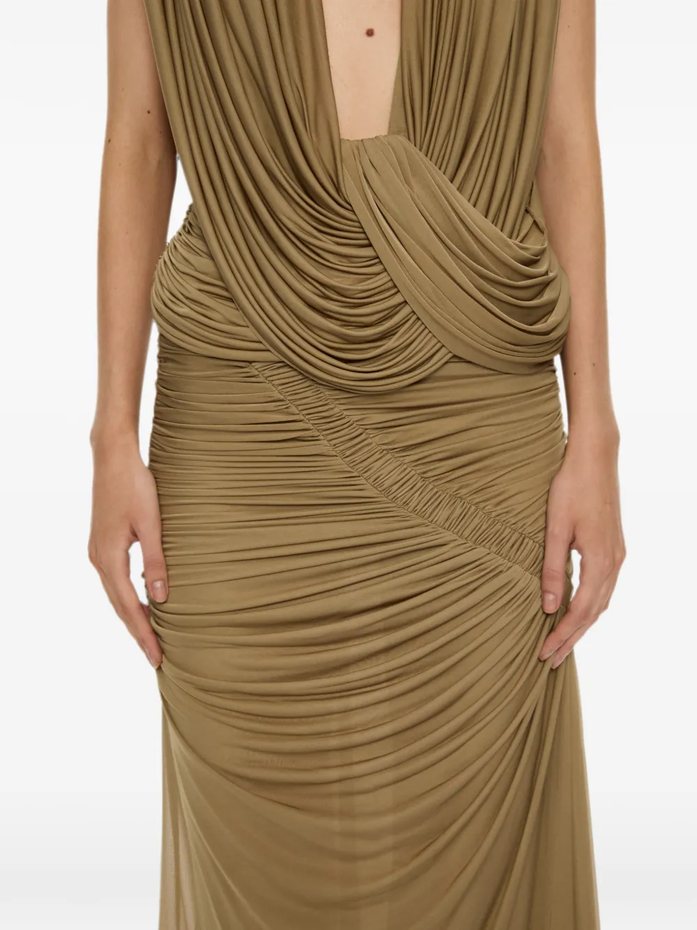 Christopher Esber Orion midi-rok met ruches Beige