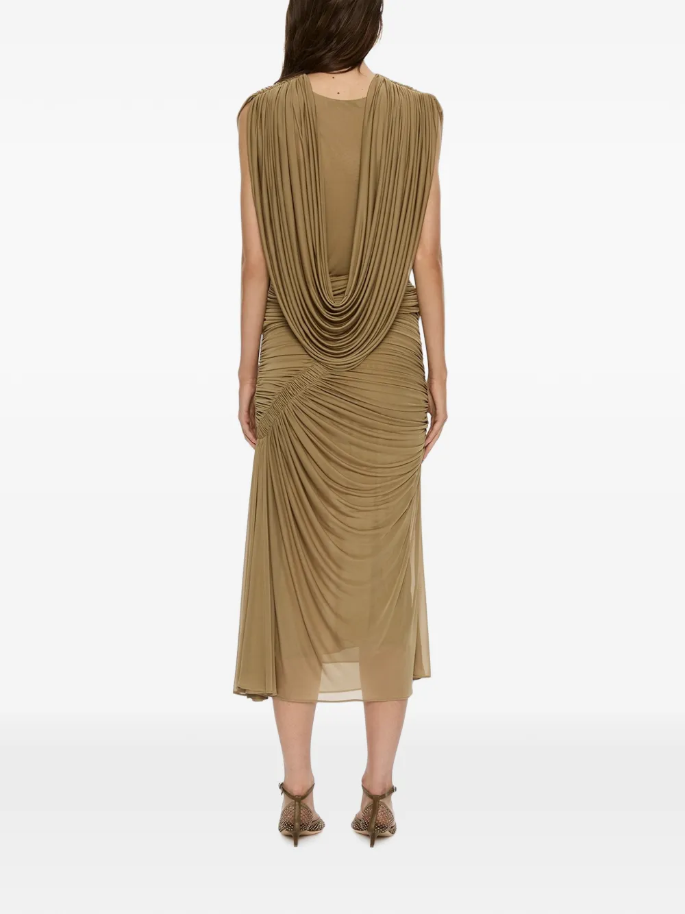 Christopher Esber Orion midi-rok met ruches Beige