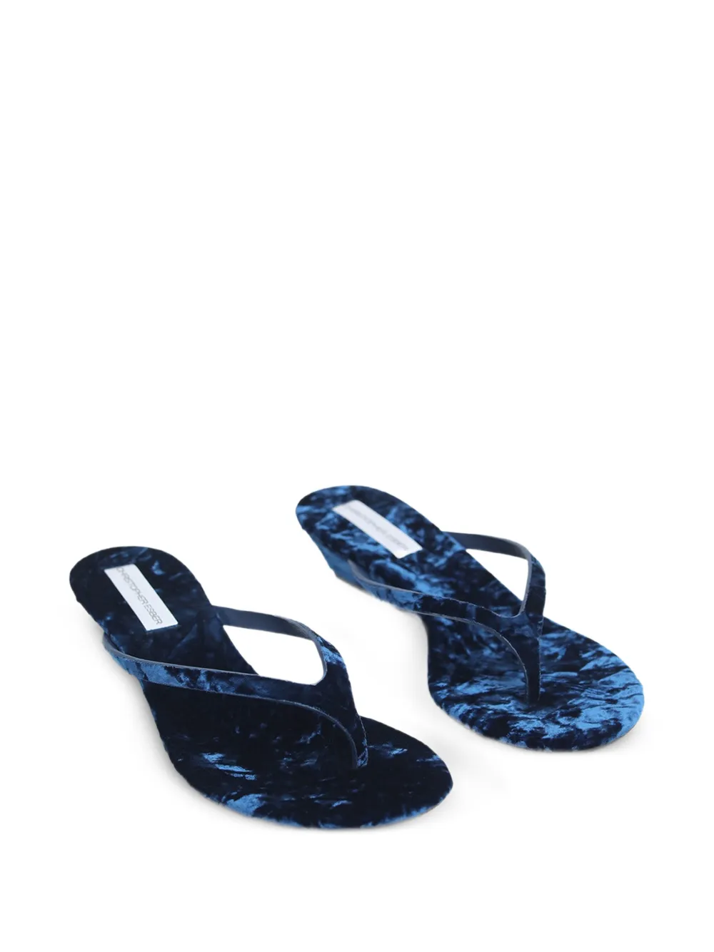 Christopher Esber Scala Velvet Wedge Pumps in Blue, view 3