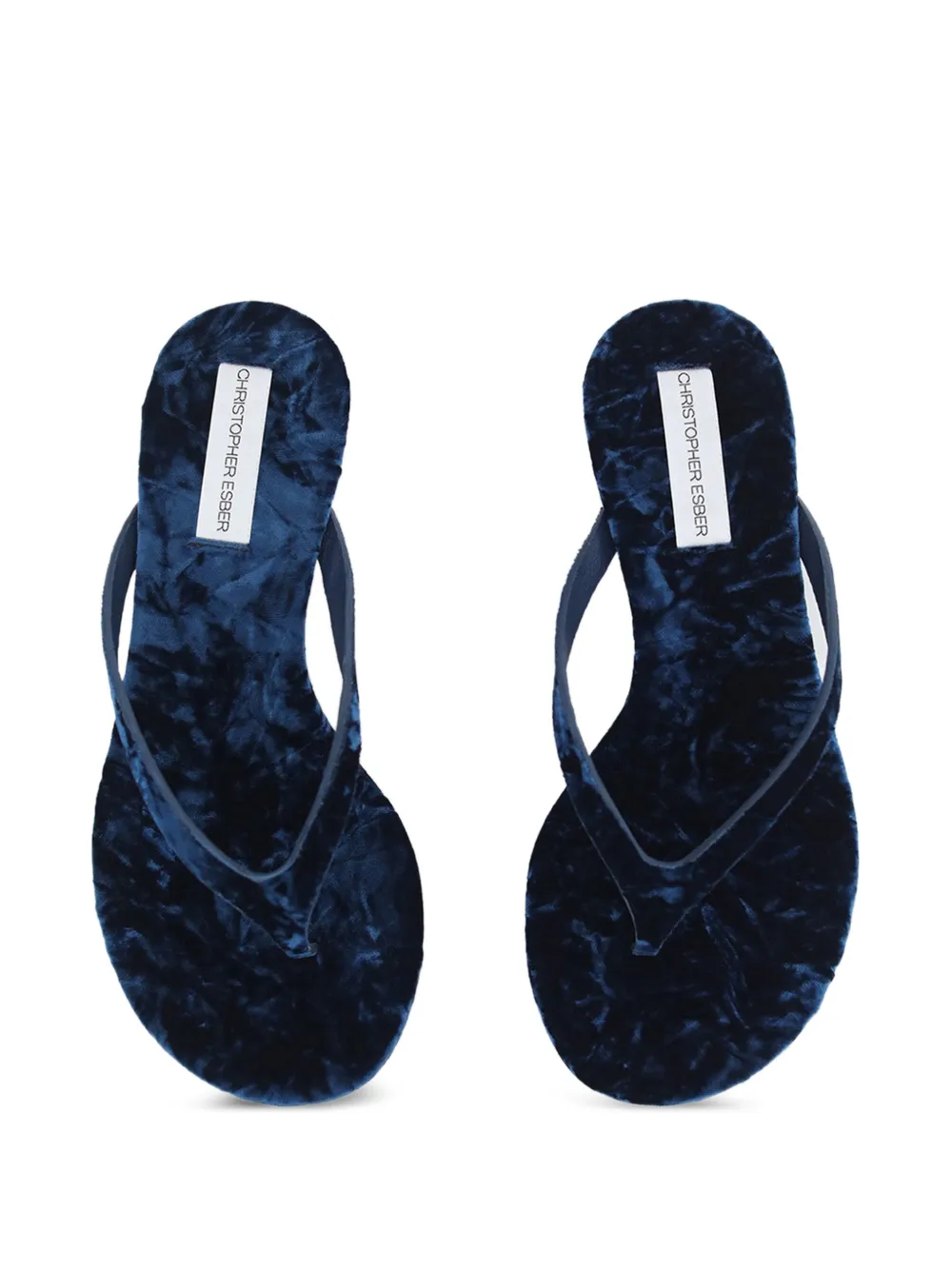 Christopher Esber Scala Velvet Wedge Pumps in Blue, view 2