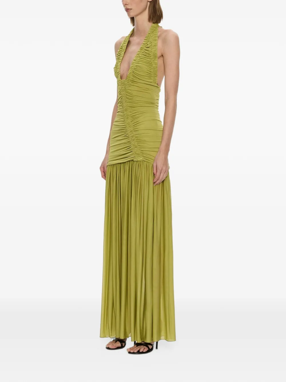Christopher Esber Orion maxi-jurk met ruches Groen